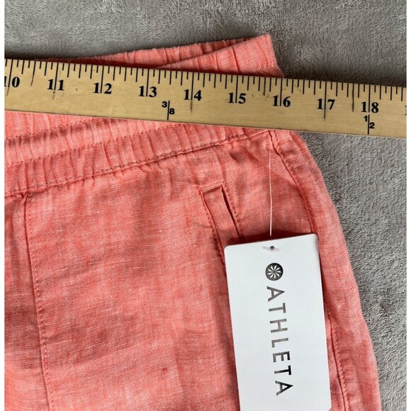 Athleta Retreat Linen Pant Coral Womens Size 12 Lightweight Elastic Waist - Picture 6 of 15